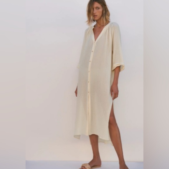 Zara Cream Textured Dress    NWOT - Picture 2 of 9